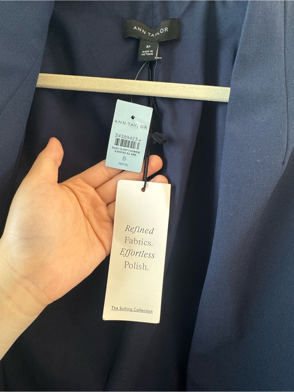 Ann Taylor Petite Navy Single-Button Women's Blazer Brand New - Picture 4 of 6